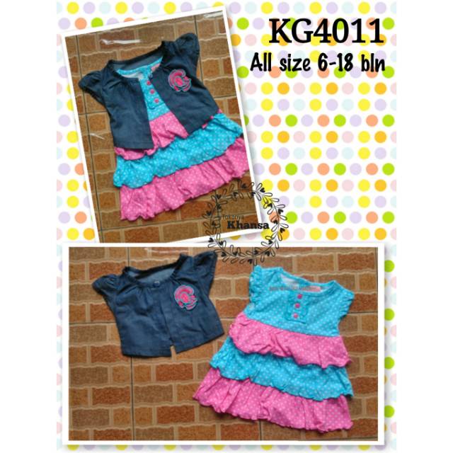 Jual Dress Tumpuk (biru-pink) + Rompi | Shopee Indonesia