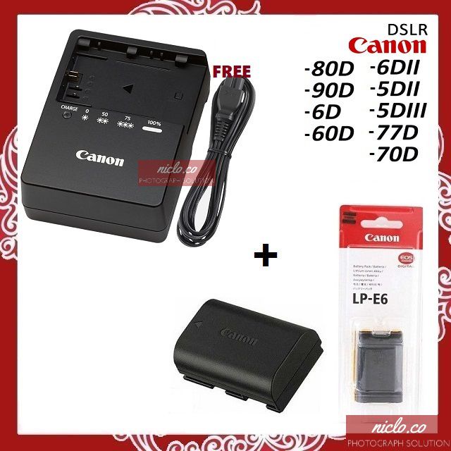 Jual [new] Battery Dan Charger Canon Eos 5d 6d 7d 80d 70d 60d Lp E6