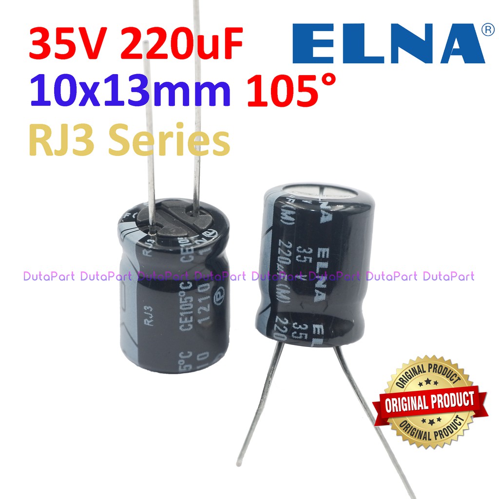 Jual 35V 220uF ORIGINAL ELNA RJ3 Series Kapasitor Capasitor Elko Elco