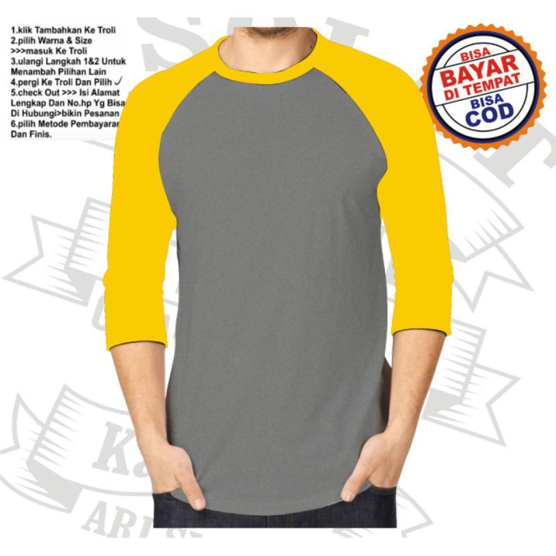 Jual kaos polos pria oblong (LENGAN 3/4) ABU TUA MISTY 81. | Shopee