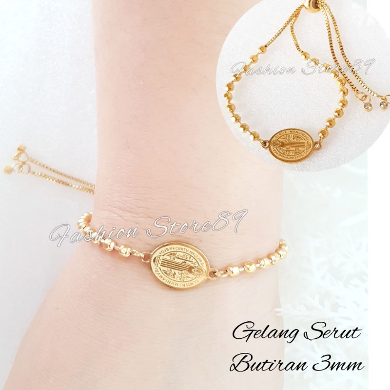 Jual Gelang Serut Rosario Bahan Titanium Antikarat Gold Fashion Rohani ...