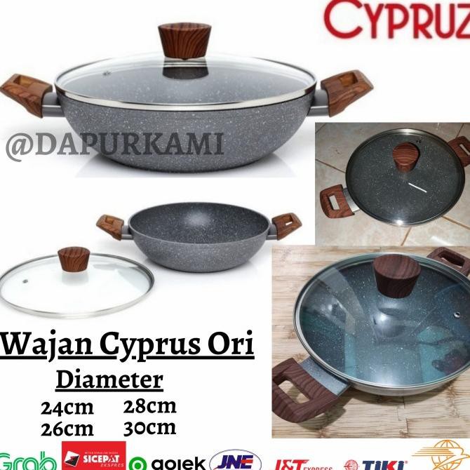 Jual Wajan Cyprus Wok Kaca Marble Induksi Anti Lengket Cm Tutup