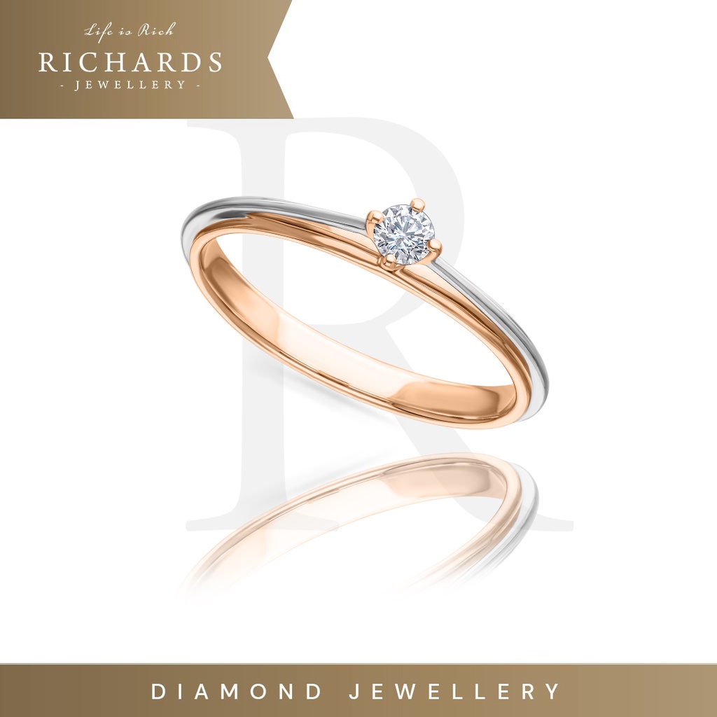 Jual Richards Jewellery Cincin Berlian SIMPLE TWOTONE SOLITAIRE RING 273626 Shopee Indonesia