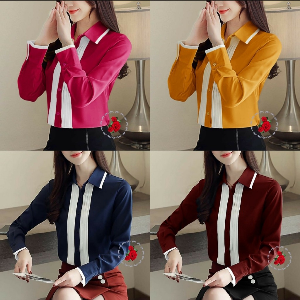 Jual BLOUSE ATASAN WANITA KOREA POLOS TERBARU LONG SLAVE MODEL BAJU