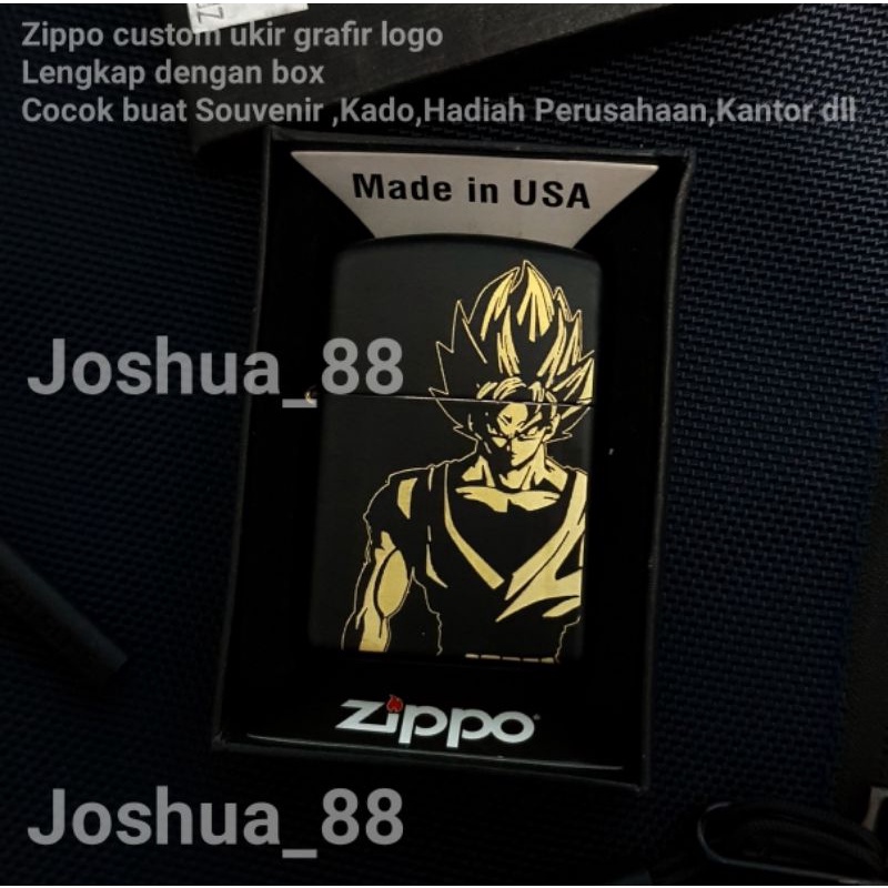 Jual Zippo Korek Api Custom Ukir Anime GOKU Dragon Ball black matte ...