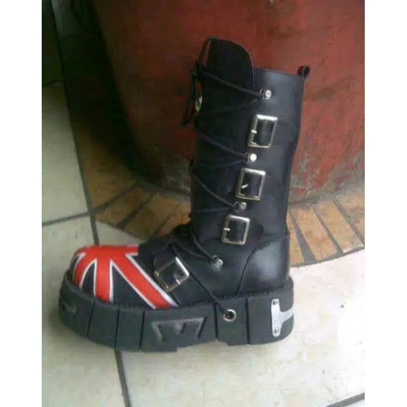 ロ*ポ様 newrock Union Jack boots Jual Boots Pria new rock homemade 4 Gesper union jack | Shopee
