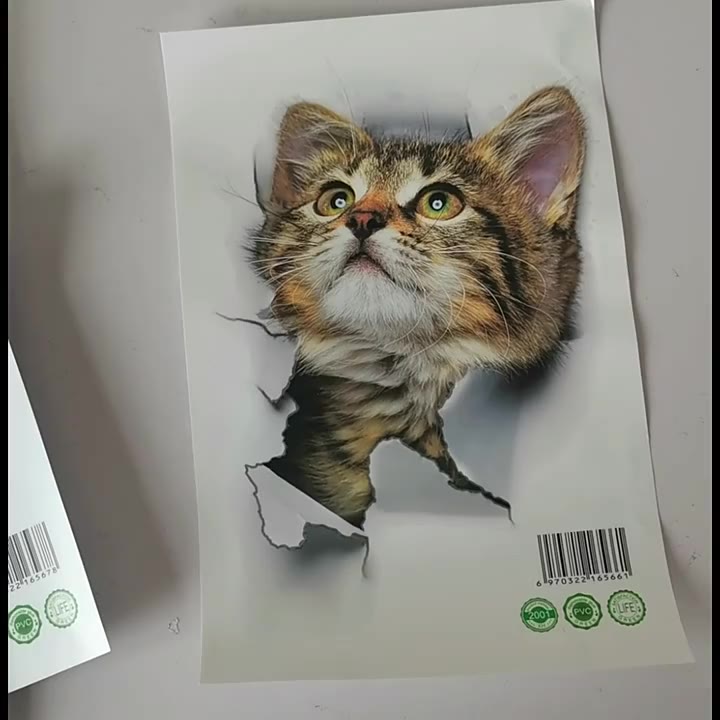 Jual Stiker Dinding Vinyl PVC Motif Kucing 3D Lucu untuk Dekorasi ...