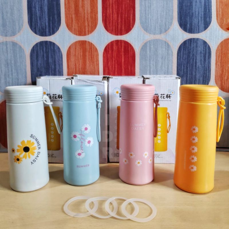 Jual BOTOL MINUM KACA DAISY FLOWER 450 ML + DUS | Shopee Indonesia