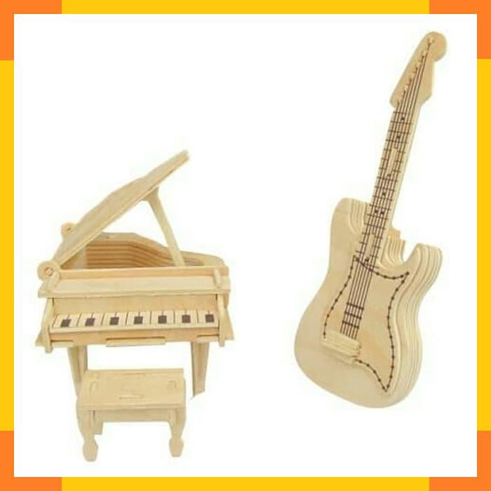 Jual Set Mainan Edukasi Puzzle Kayu Pajangan Musik Gitar Piano Biola ...
