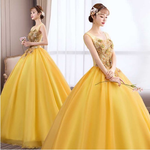 Jual Gaun Wedding warna kuning Pengantin Ball Gown Kuning | Shopee ...