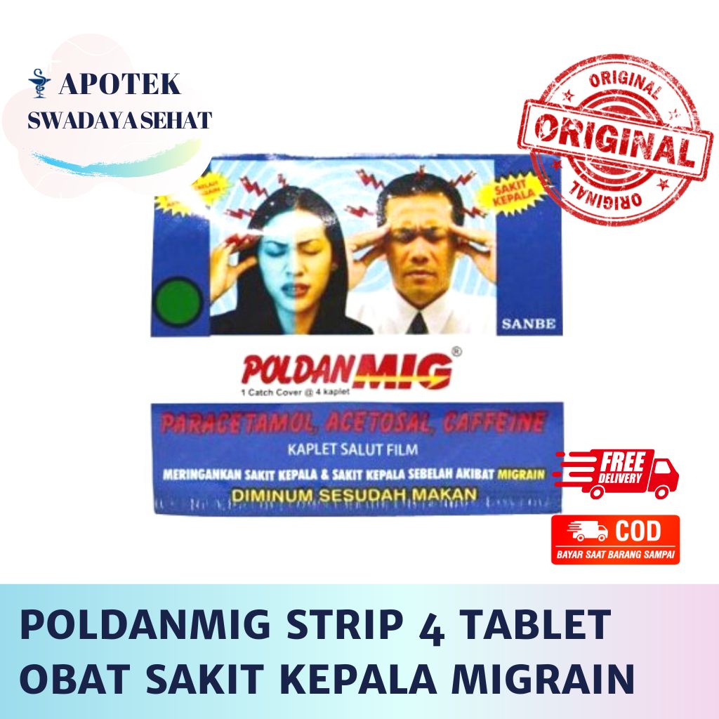 Jual Poldanmig Strip 4 Tablet Obat Sakit Kepala Migrain Poldan Mig