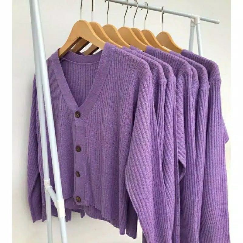 Cardigan Rajut Cardigan Crop Lilac Zara Purple Ribbed Crop