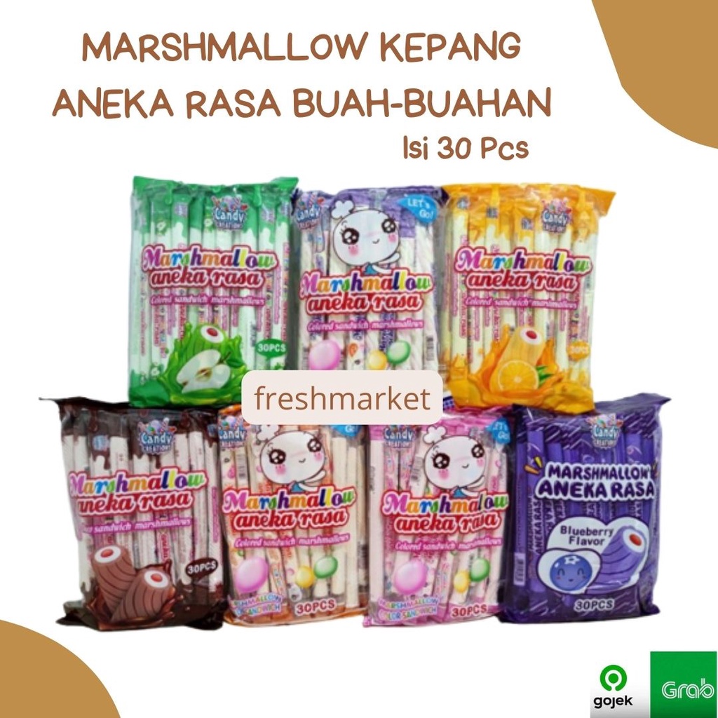 Jual Marshmallow Kepang Pilin Aneka Rasa Buah Isi 30 Pcs / Halal Shopee Indonesia