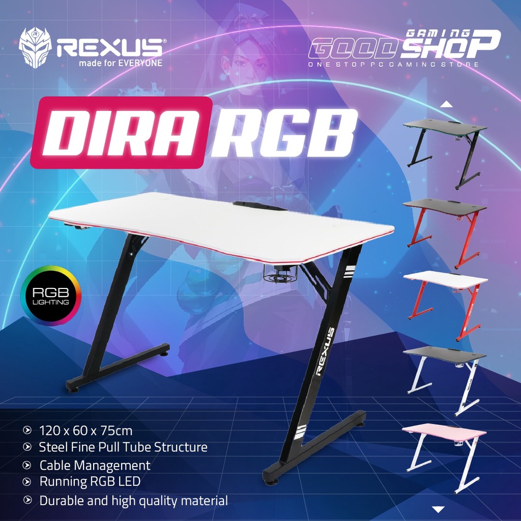 Jual Rexus Dira RGB - Gaming Desk | Shopee Indonesia