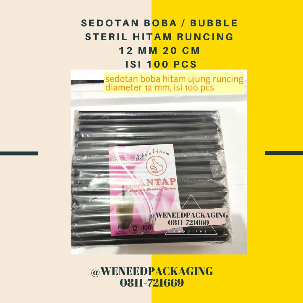 Jual Sedotan Boba Bubble Steril Hitam Runcing Mm Cm Isi Pcs