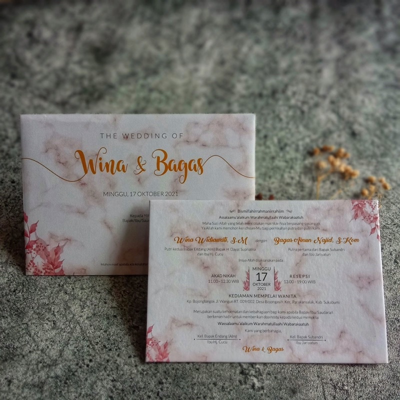 Jual Undangan Pernikahan Hard Cover Single Board Dengan Amplop