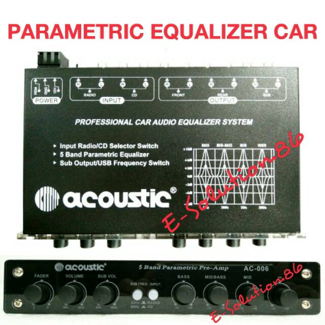 Jual Parametric Equalizer Mobil ACOUSTIC PreAmp Bass Treble Control