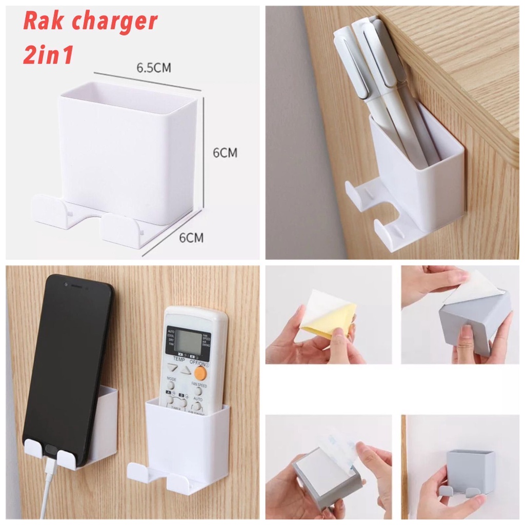 Jual Rak holder tempel dinding 2in1 / kotak penyimpanan tempat hp ...