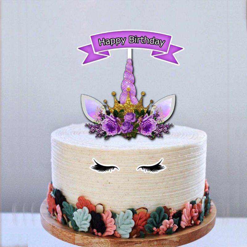 Jual Cake Topper kuda poni tanduk unicorn hiasan kue ulang tahun