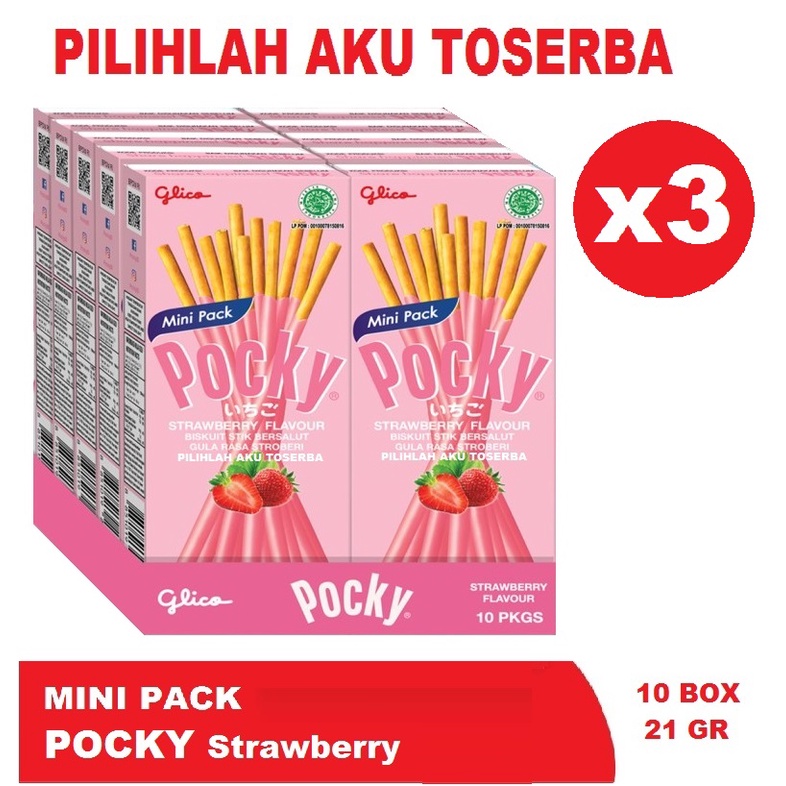 Jual Glico Pocky MINI PACK STRAWBERRY / STROBERI - (HARGA PER 30 BOX ...