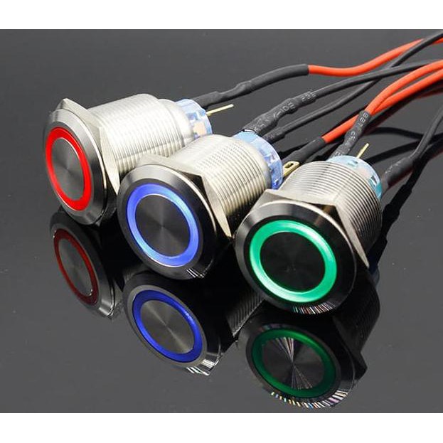 Jual Saklar LED Stainless Tombol On Off Push Button Metal Switch - Biru ...
