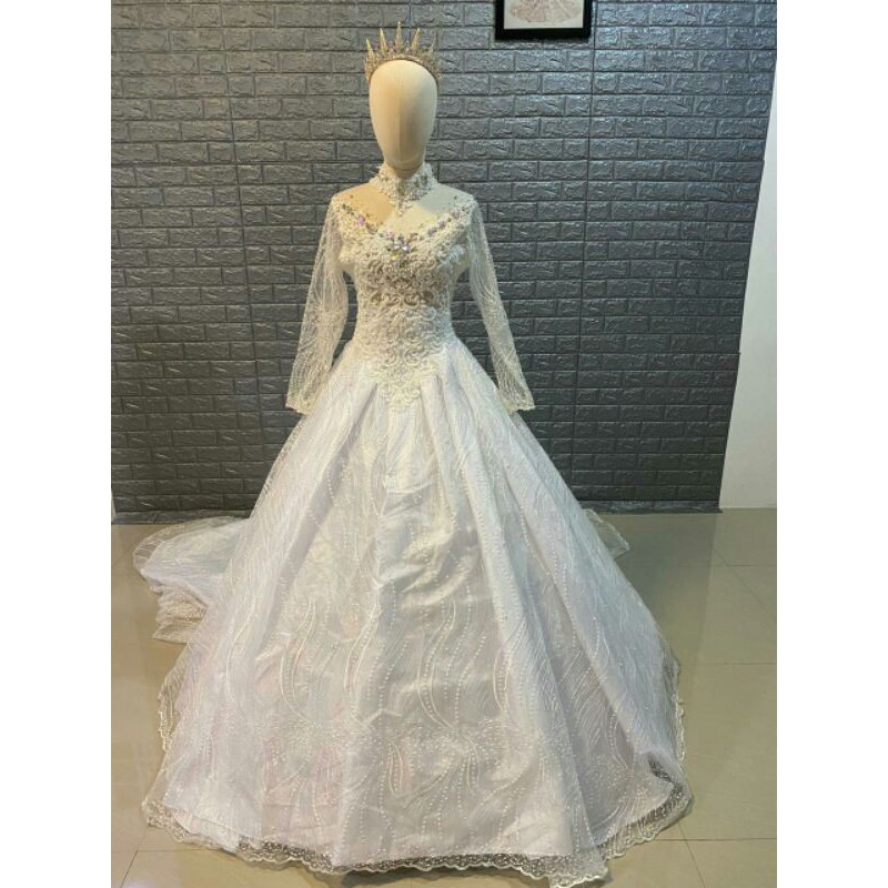 Jual Gaun Putih / Gaun Akad / Gaun Akad Modern / Gaun Pengantin Putih
