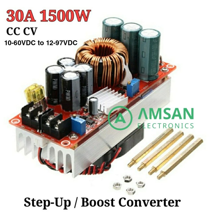 Modulo Convertitore DC-DC Boost Step-Up, 1500W 30A, Ingresso 10-60V Uscita 12-90V, con Protezione MOS e Doppi Magneti Sendust
