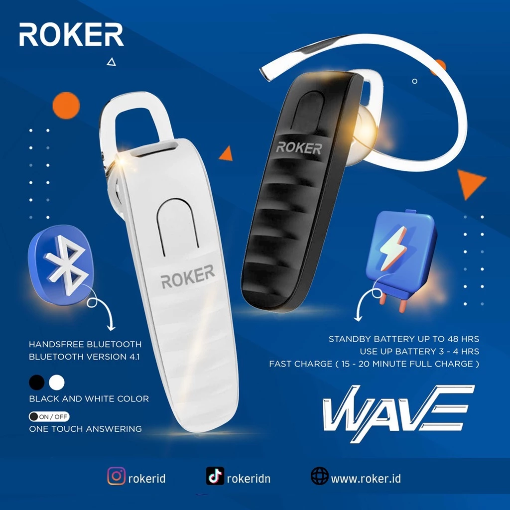 Handsfree / Earphone /headset Bluetooth ROKER WAVE