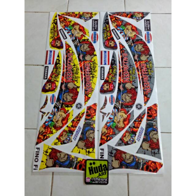 Jual Striping Lis Sticker Variasi Yamaha Fino Fi Chucky Kuning Grey