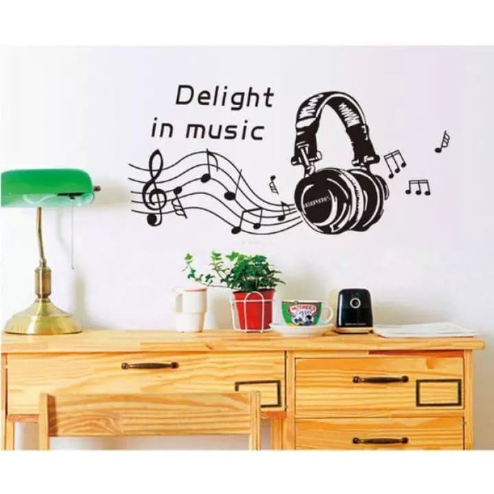 Jual Stiker Dinding 50x70cm Motif Karakter Headphone Musik Note Nada ...