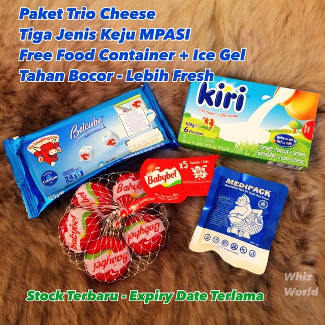 Jual Paket MPASI Trio Cheese Tiga Jenis Keju Bayi Belcube Kiri Babybel