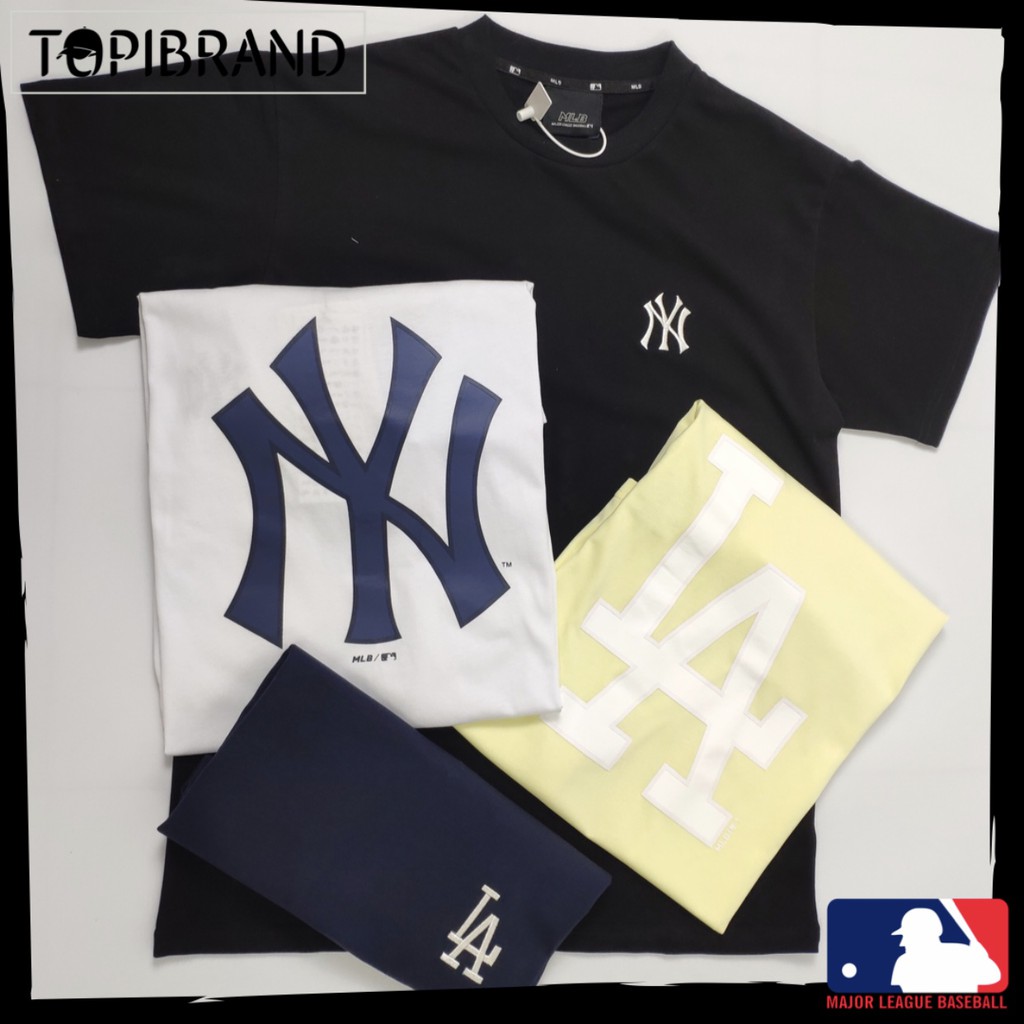 pakaian atasan kaos MLB-Korean Tshirt NY Big Logo In White sz XS