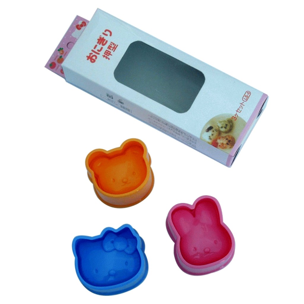 Jual Cetakan Nasi Bento 3 In 1 Karakter Bunny Hello Kitty Bear Mold