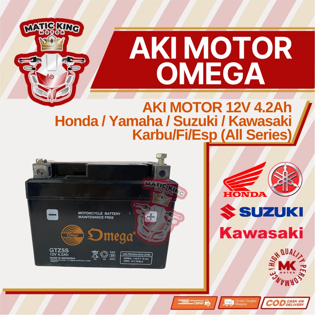Jual Aki accu GTZ5S 12V 4.2Ah Omega Maintenance Free | Shopee Indonesia