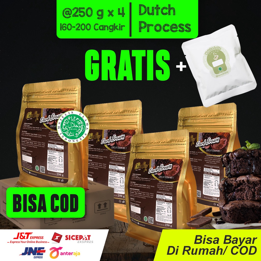 Jual COCOA POWDER DARK BROWN COKLAT BUBUK HITAM CHOCOLAZO KEMASAN 1