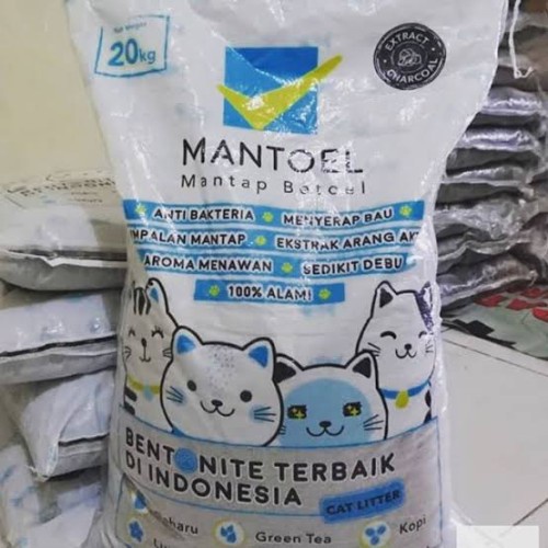 Jual pasir mantoel cat litter wangi gumpal 20kg pasir kucing mantul 20