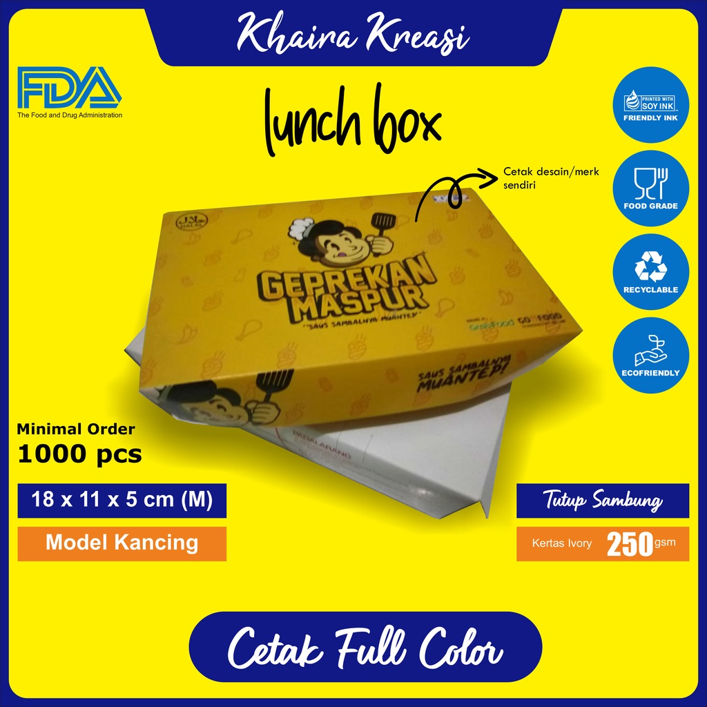 Jual Cetak Lunch Box, Dus Ayam Geprek, Dus Kemasan, Box Kemasan