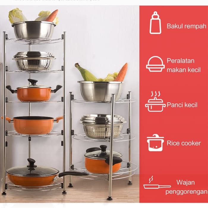 Jual MICOE Rak panci peralatan rak dapur bertingkat rak empat/lima ...