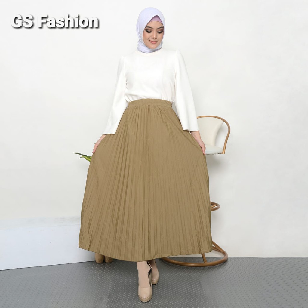 Jual Gs Rok Plisket Premium 256b Rok Plisket Panjang Muslimrok Plisket Bahan Hyget Premium 6742