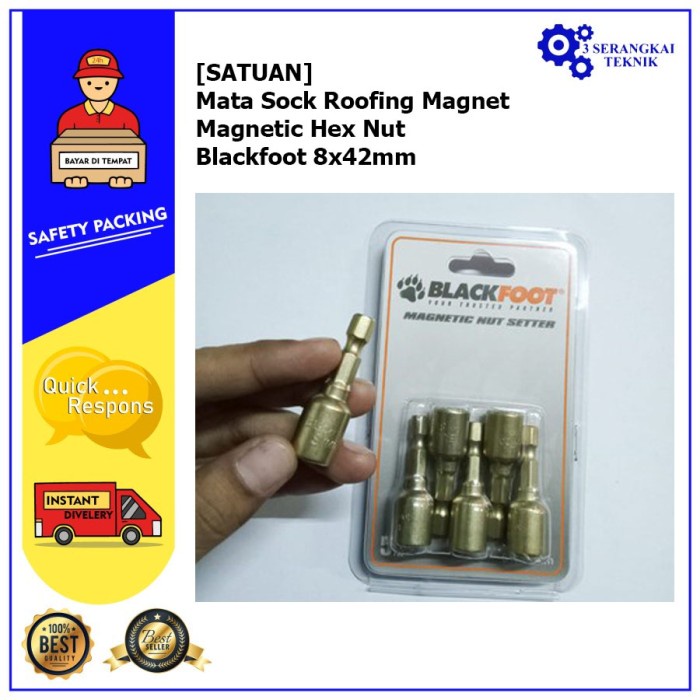 Jual Satuan Mata Sock Roofing Magnet Magnetic Hex Nut Blackfoot