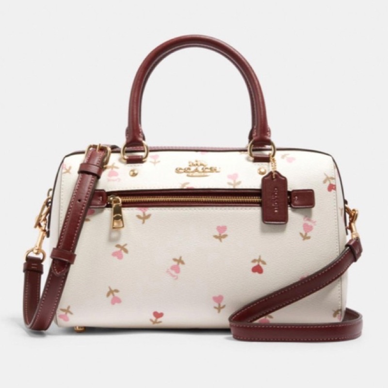 Coach Rowan Satchel With hot Heart Floral Print