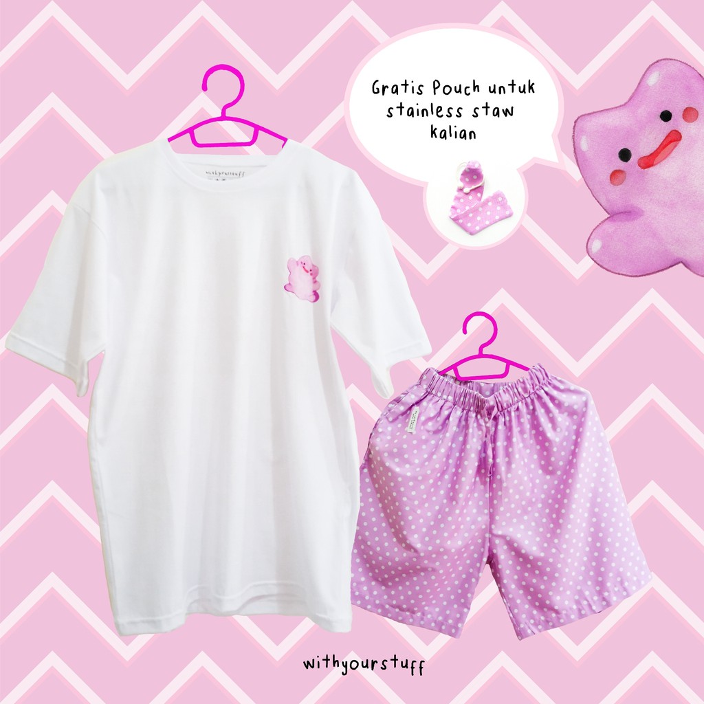 Jual Ditto Pajamas Set Kaos Oversized Premium Boxer Wanita Katun Jepang ...