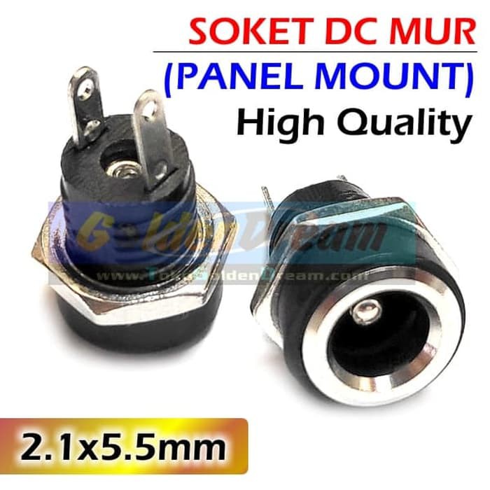 Jual HQ Soket DC Mur 2.1mm x 5.5mm Mount Panel Power Socket Plug In ...