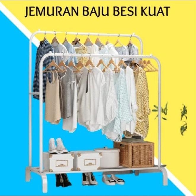 Jual Gantungan Baju Besi Double Hanger Pakaian Stand Gantungan Baju ...