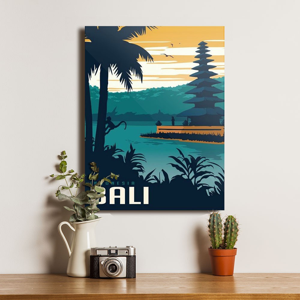 Jual Poster Bali Denpasar Indonesia Pajangan Dinding Bingkai Kayu Wall ...