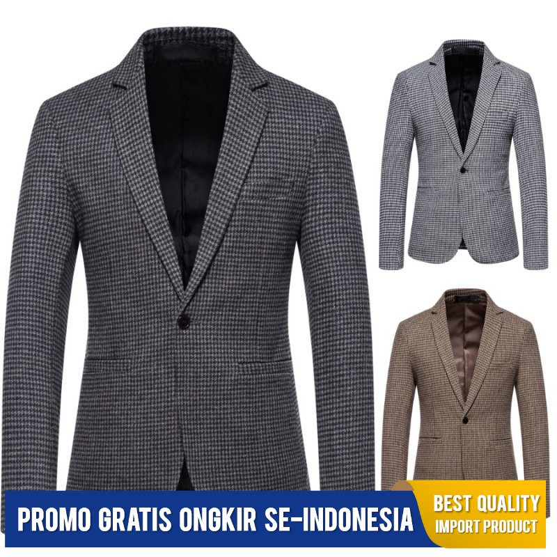 Jual Jas Pria Kan Setelan Bisnis Rekreasi Tren Slim Suit Kerah Wol