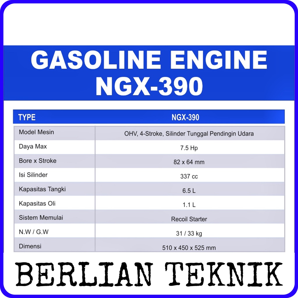 Jual Mesin Penggerak Bensin Engine Gasoline Nishikawa NGX 390 / 15 HP ...
