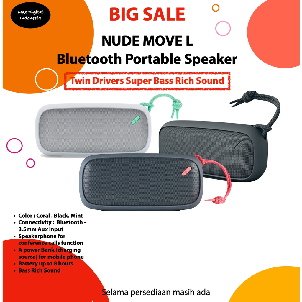 Jual Bluetooth Portable Speaker Nude Move Audio Type L Shopee Indonesia