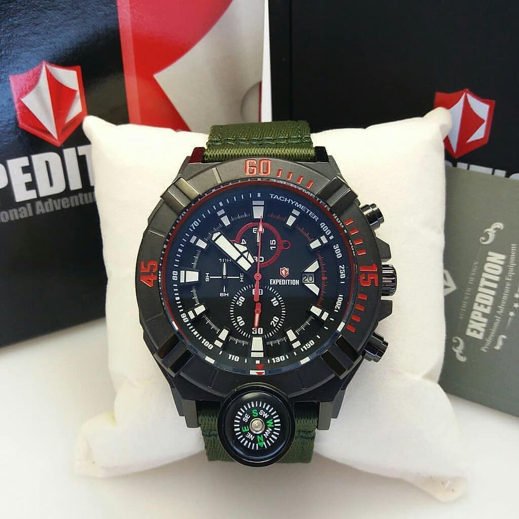 Jual Expedition E 6772 MC NIPBA Chronograph Men Black Dial Green Nylon ...