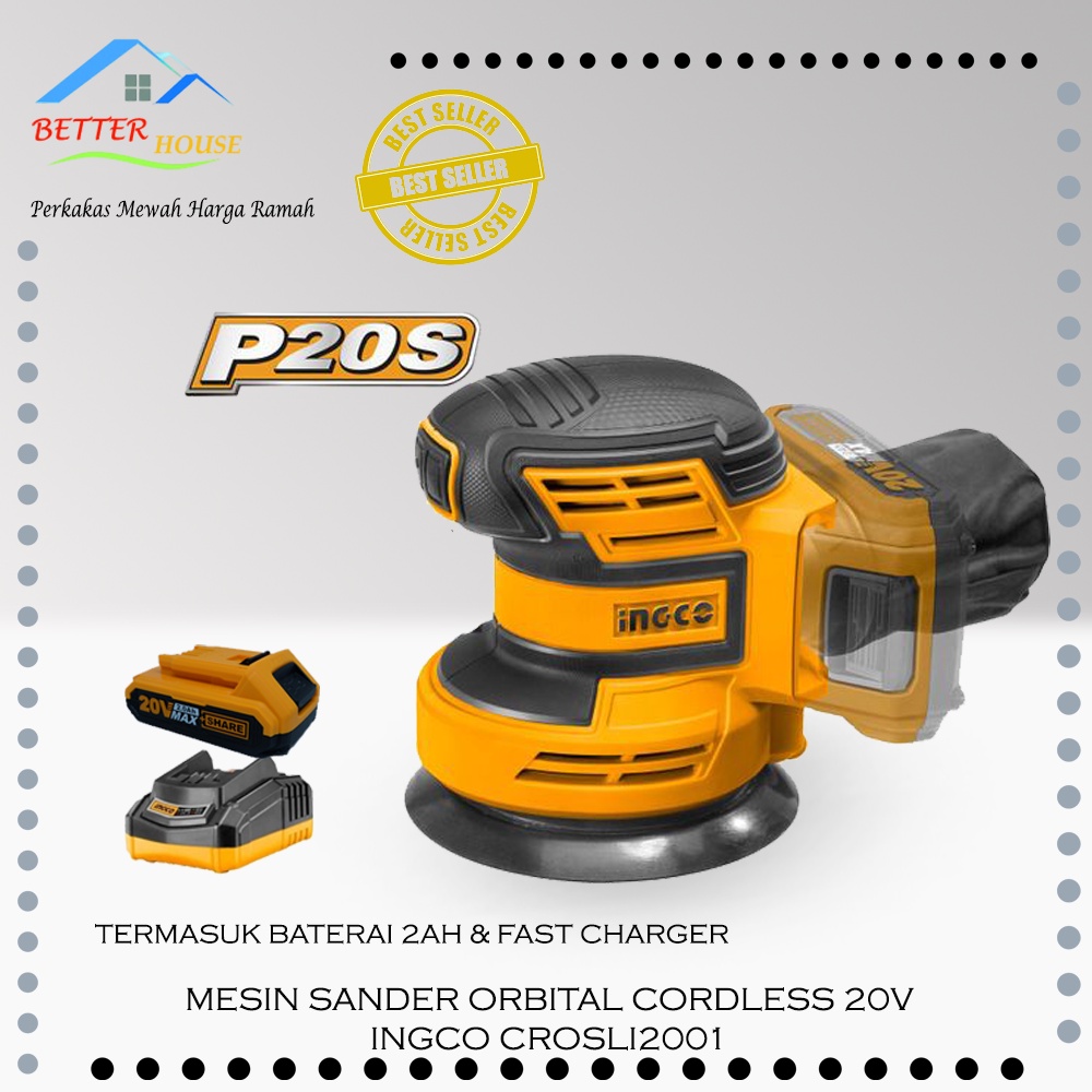 Jual Mesin Orbital Sander Cordless V Ingco Crosli Ah Charger